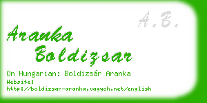 aranka boldizsar business card
